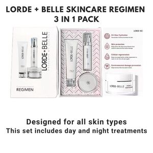LORDE AND BELLE Skincare Day Night Regimen 3 PACK Cleanser Serum Moisturizer New